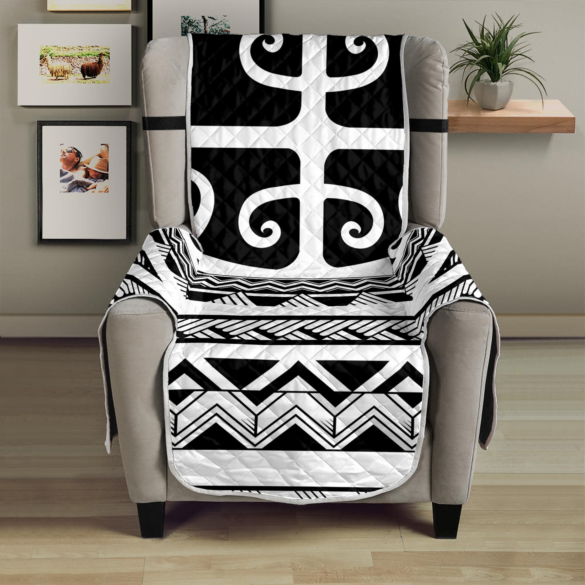 Polynesian Tribal Tattoo Pattern Print Armchair Protector