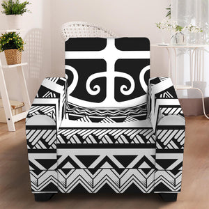 Polynesian Tribal Tattoo Pattern Print Armchair Slipcover