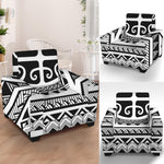 Polynesian Tribal Tattoo Pattern Print Armchair Slipcover