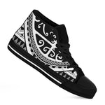 Polynesian Tribal Tattoo Pattern Print Black High Top Shoes