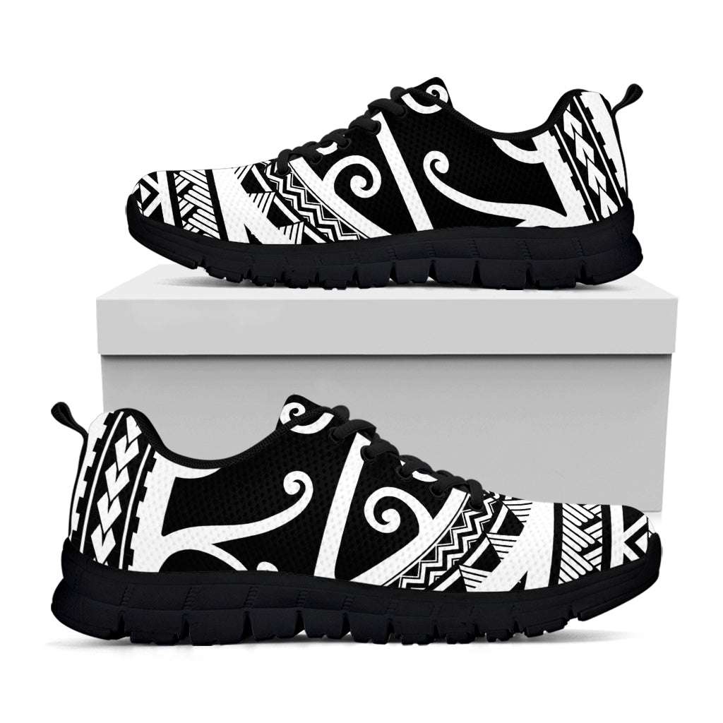 Polynesian Tribal Tattoo Pattern Print Black Sneakers