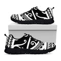 Polynesian Tribal Tattoo Pattern Print Black Running Shoes