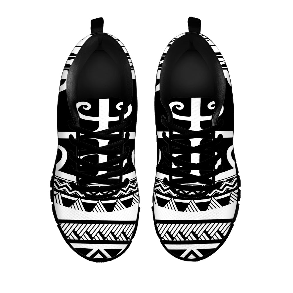 Polynesian Tribal Tattoo Pattern Print Black Sneakers
