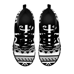 Polynesian Tribal Tattoo Pattern Print Black Sneakers