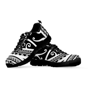 Polynesian Tribal Tattoo Pattern Print Black Sneakers