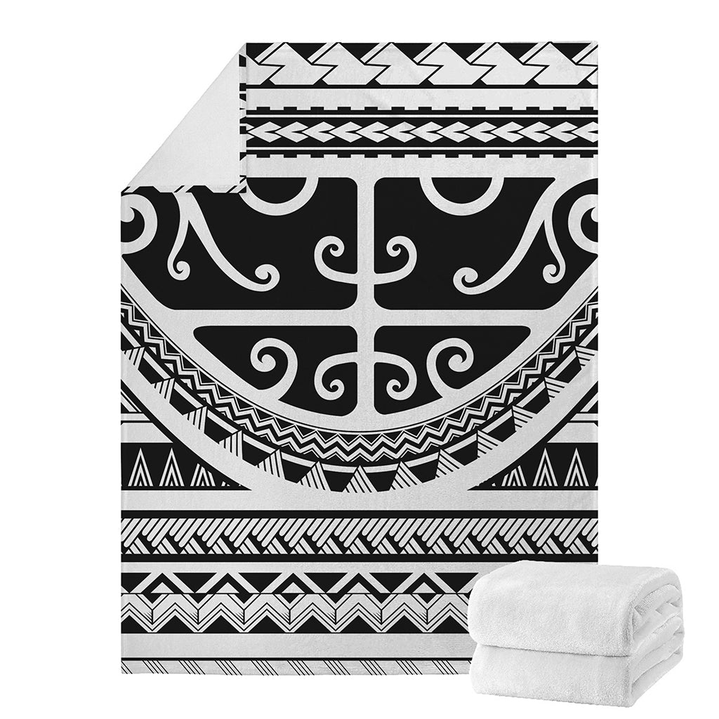 Polynesian Tribal Tattoo Pattern Print Blanket