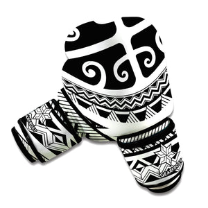 Polynesian Tribal Tattoo Pattern Print Boxing Gloves