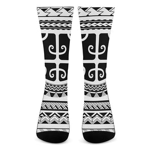 Polynesian Tribal Tattoo Pattern Print Crew Socks