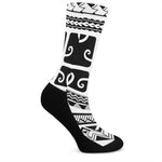 Polynesian Tribal Tattoo Pattern Print Crew Socks