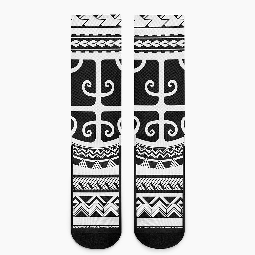 Polynesian Tribal Tattoo Pattern Print Crew Socks