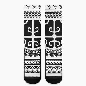 Polynesian Tribal Tattoo Pattern Print Crew Socks