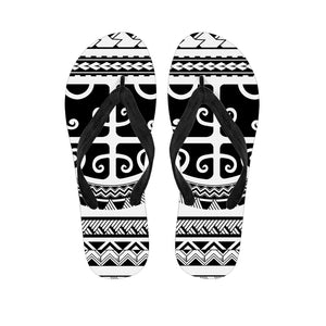Polynesian Tribal Tattoo Pattern Print Flip Flops