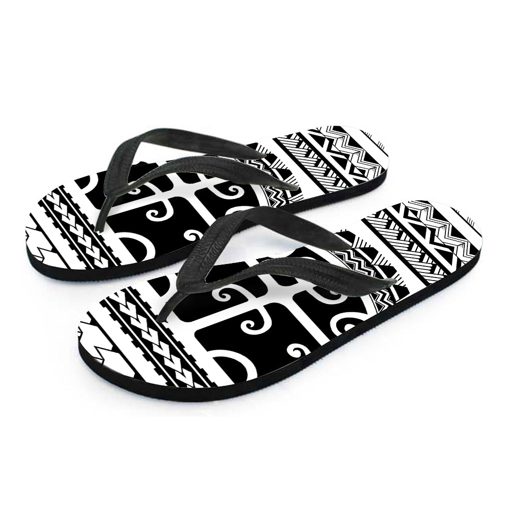 Polynesian Tribal Tattoo Pattern Print Flip Flops