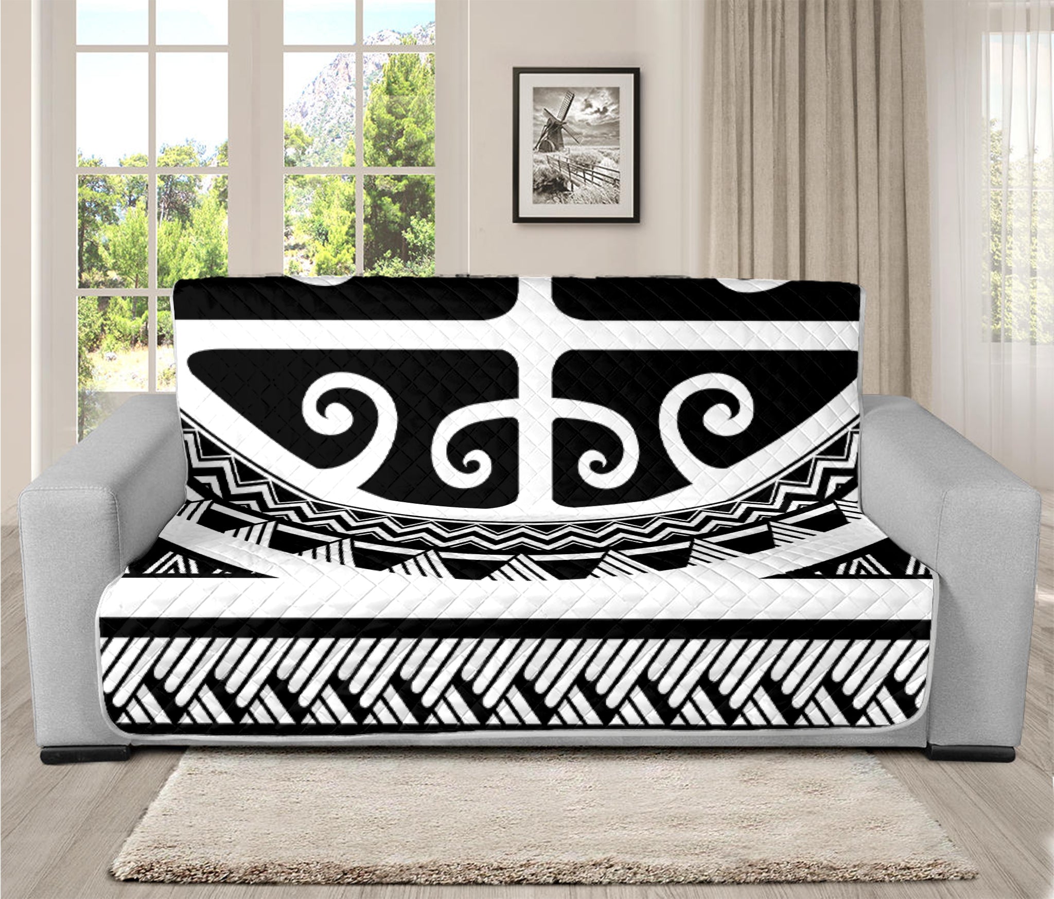 Polynesian Tribal Tattoo Pattern Print Futon Protector