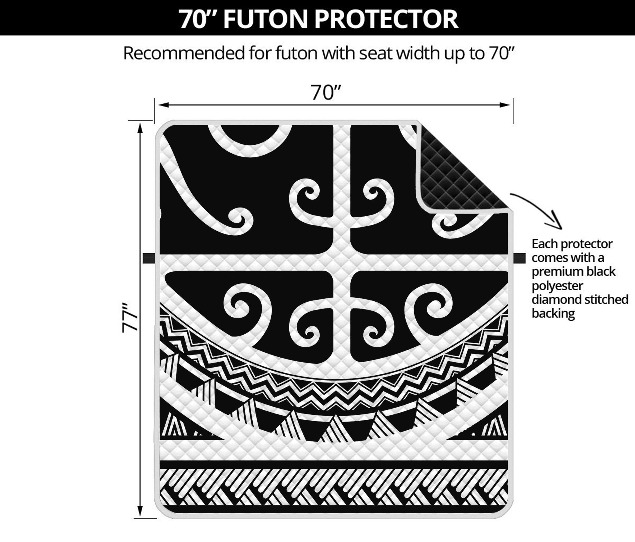 Polynesian Tribal Tattoo Pattern Print Futon Protector