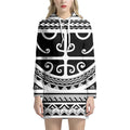 Polynesian Tribal Tattoo Pattern Print Pullover Hoodie Dress