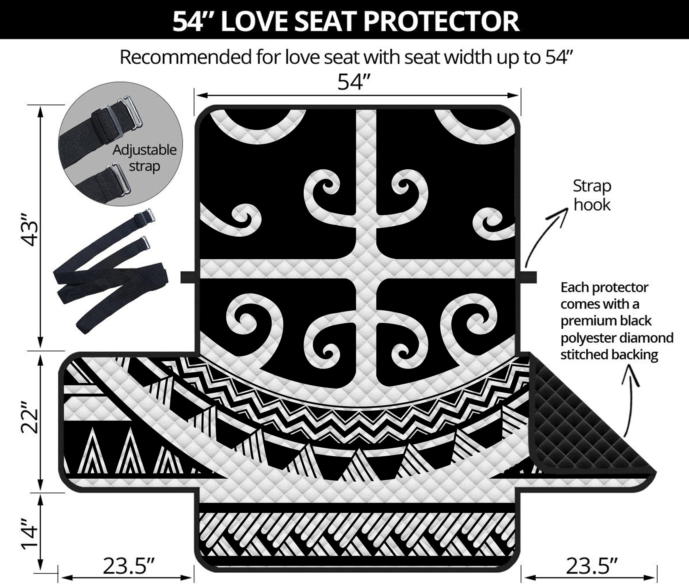 Polynesian Tribal Tattoo Pattern Print Loveseat Protector