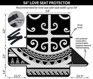 Polynesian Tribal Tattoo Pattern Print Loveseat Protector