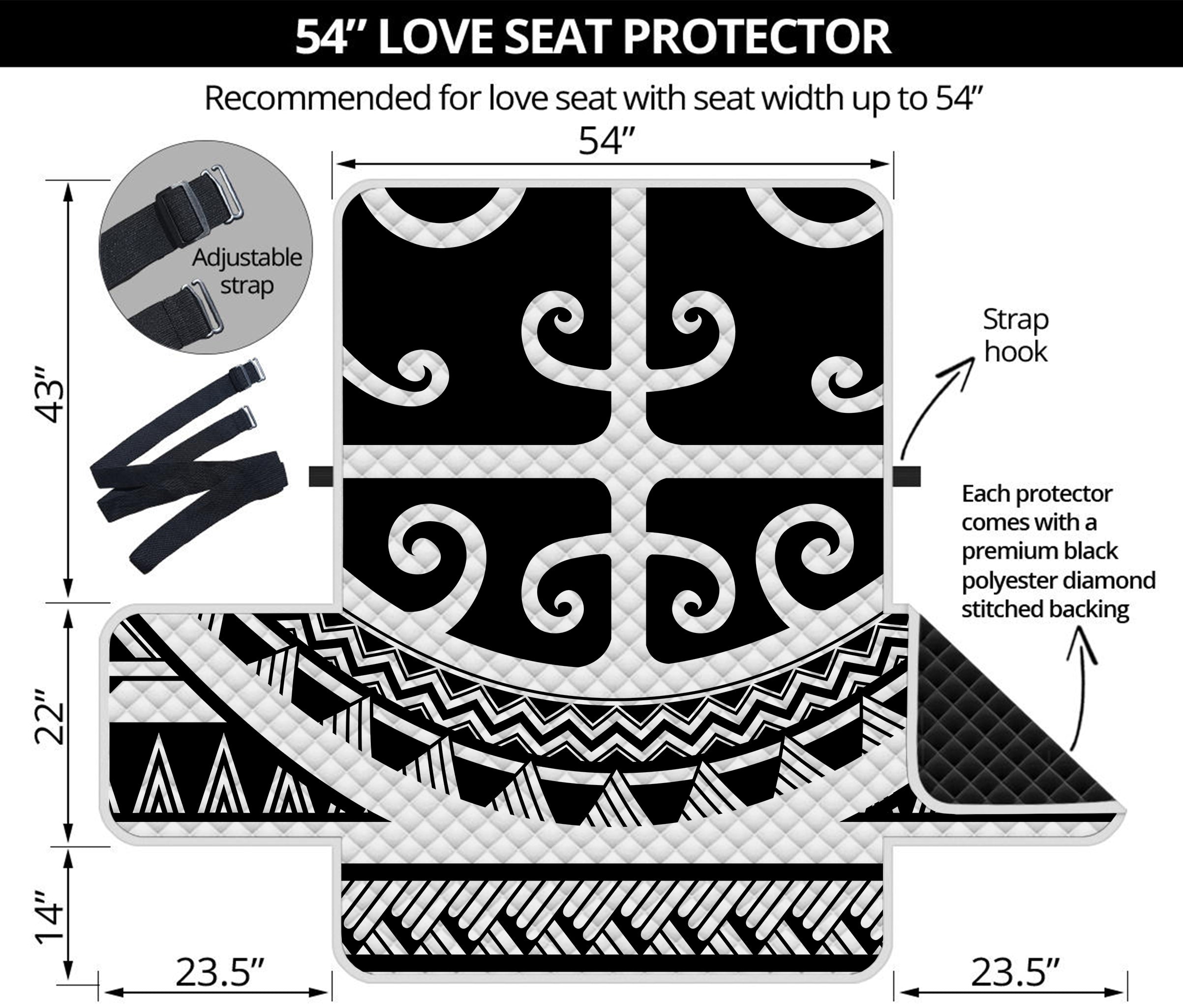 Polynesian Tribal Tattoo Pattern Print Loveseat Protector