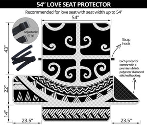 Polynesian Tribal Tattoo Pattern Print Loveseat Protector