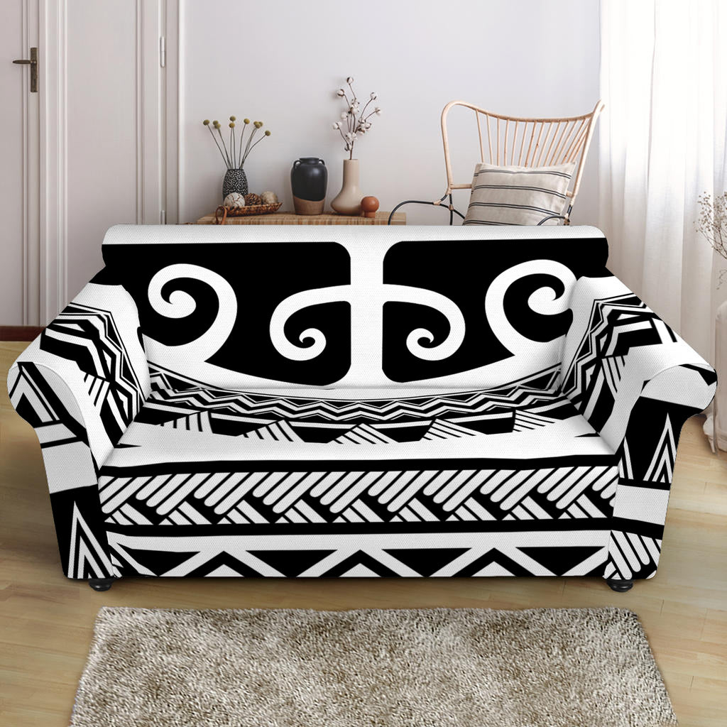 Polynesian Tribal Tattoo Pattern Print Loveseat Slipcover