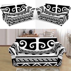 Polynesian Tribal Tattoo Pattern Print Loveseat Slipcover