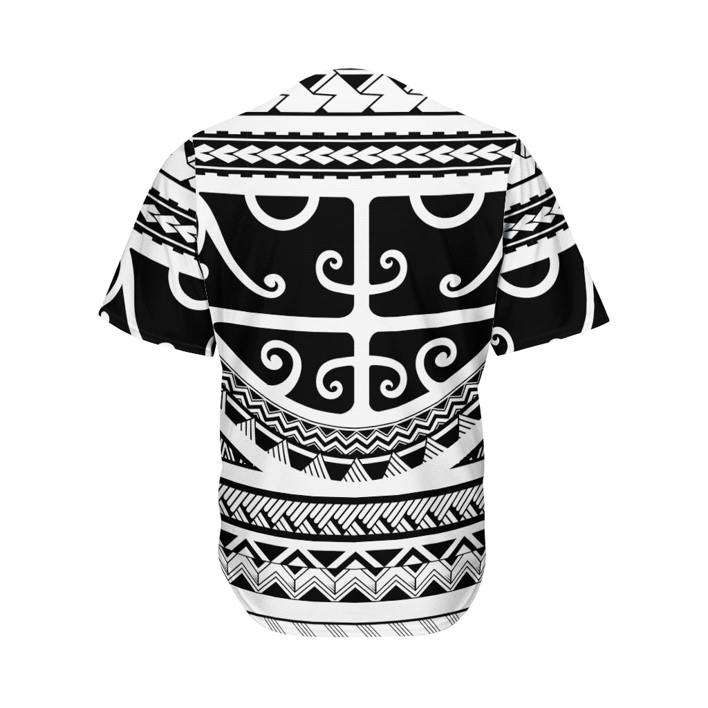 Polynesian Tribal Tattoo Pattern Print Men's Baseball Jersey