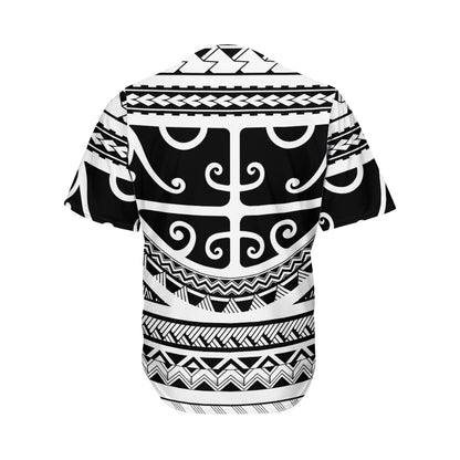 Polynesian Tribal Tattoo Pattern Print Men's Baseball Jersey