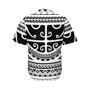 Polynesian Tribal Tattoo Pattern Print Men's Baseball Jersey