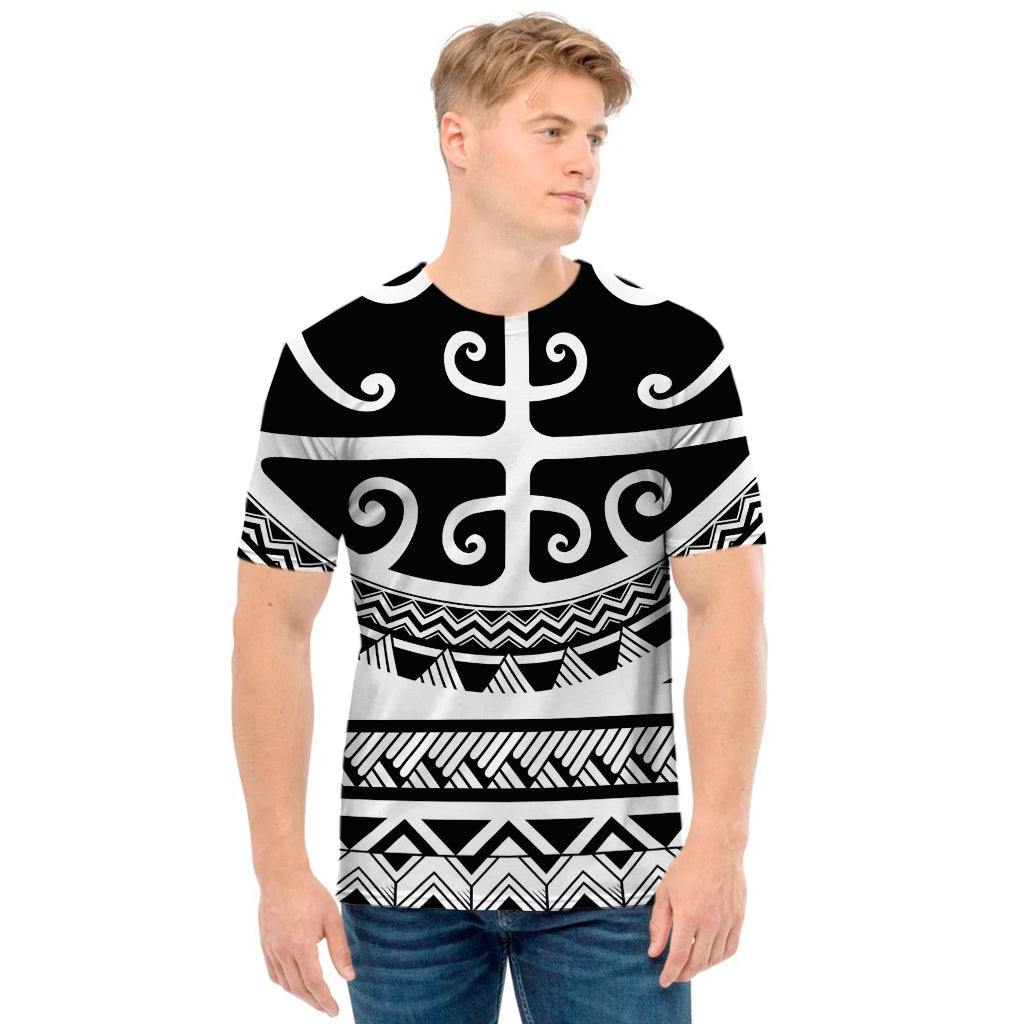 Polynesian Tribal Tattoo Pattern Print Men's T-Shirt