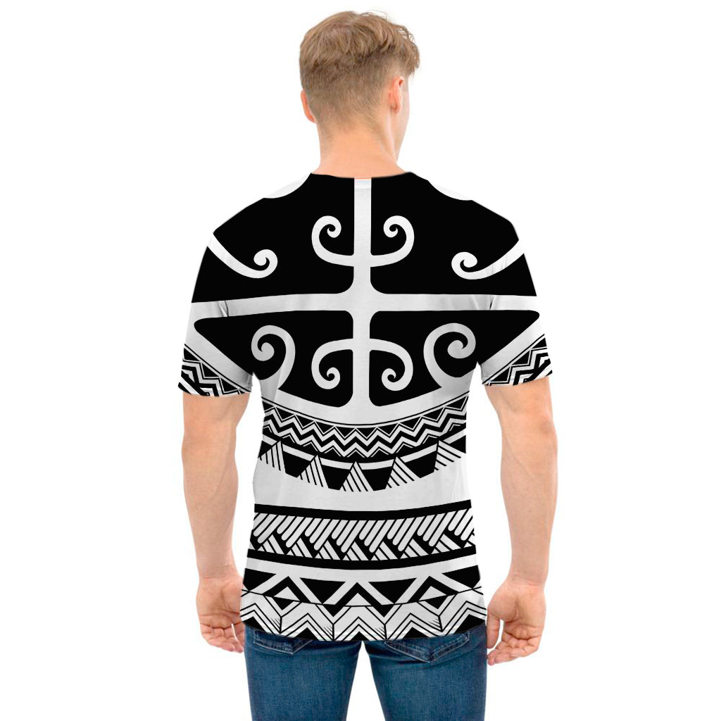 Polynesian Tribal Tattoo Pattern Print Men's T-Shirt