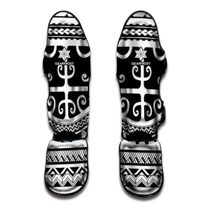 Polynesian Tribal Tattoo Pattern Print Muay Thai Shin Guard