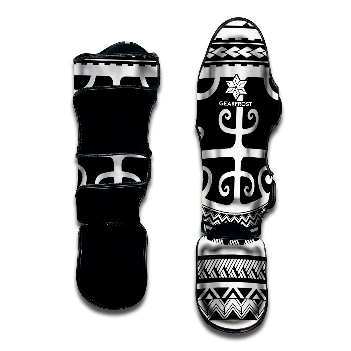 Polynesian Tribal Tattoo Pattern Print Muay Thai Shin Guard