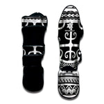 Polynesian Tribal Tattoo Pattern Print Muay Thai Shin Guard