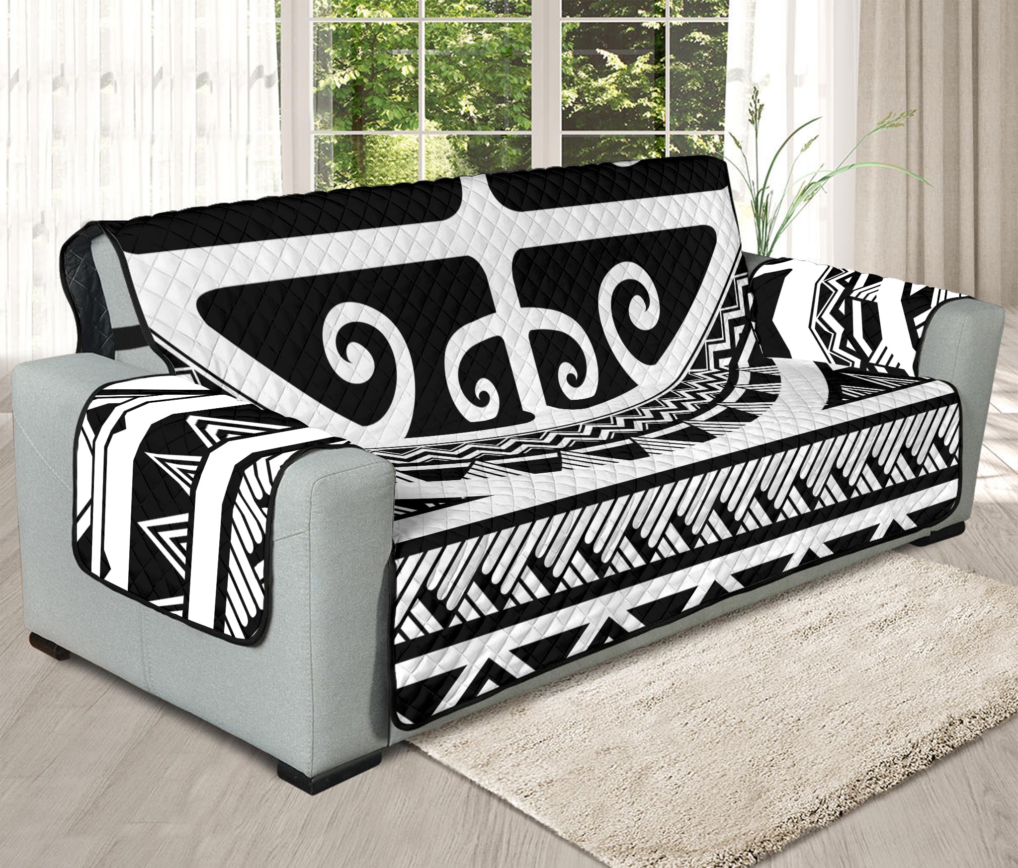 Polynesian Tribal Tattoo Pattern Print Oversized Sofa Protector