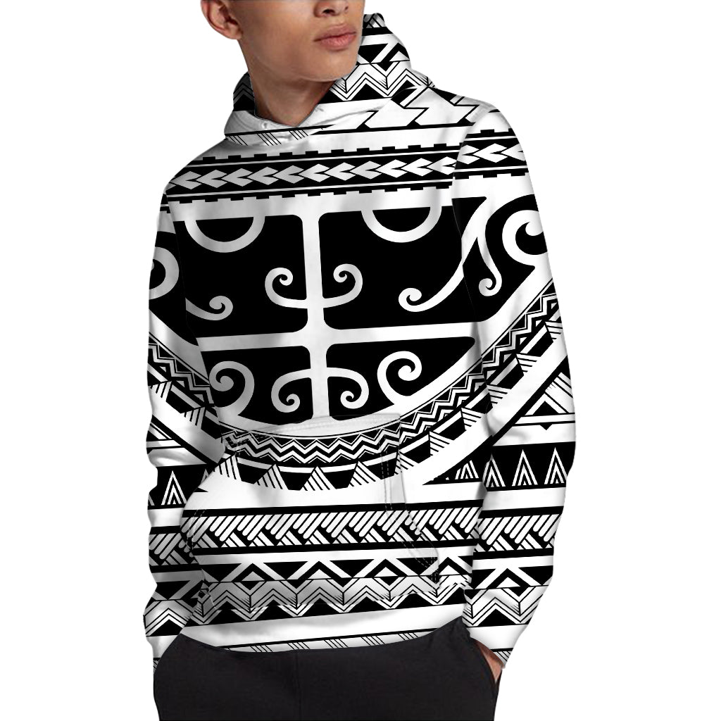 Polynesian Tribal Tattoo Pattern Print Pullover Hoodie