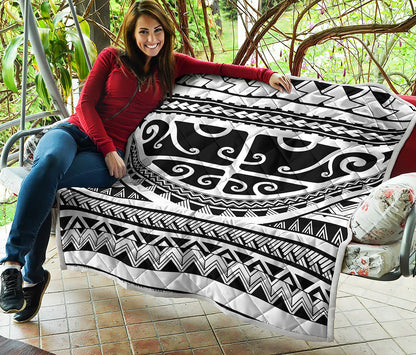 Polynesian Tribal Tattoo Pattern Print Quilt