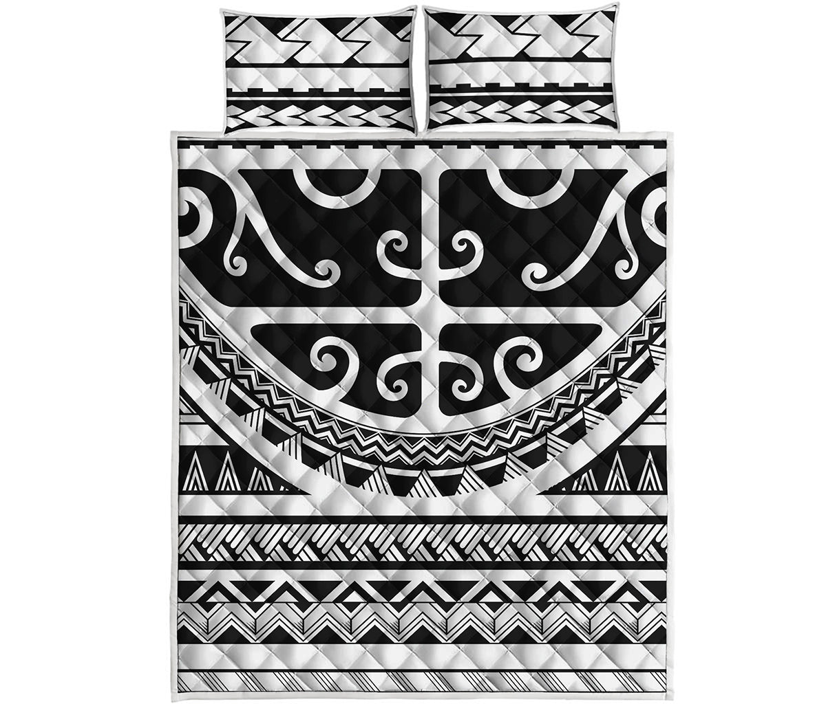 Polynesian Tribal Tattoo Pattern Print Quilt Bed Set