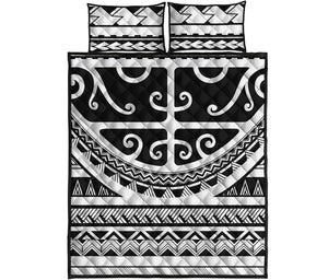 Polynesian Tribal Tattoo Pattern Print Quilt Bed Set