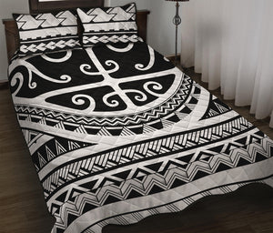 Polynesian Tribal Tattoo Pattern Print Quilt Bed Set