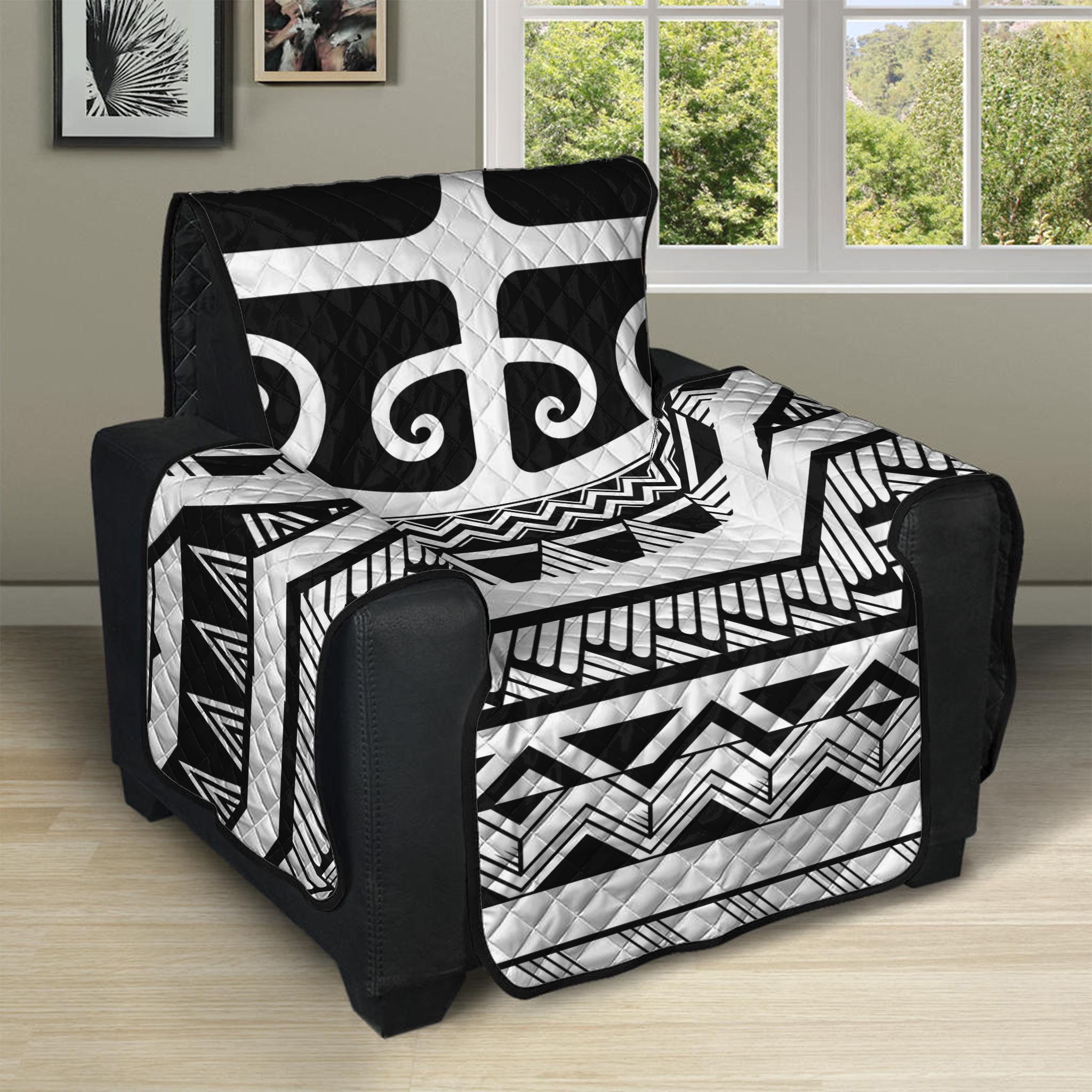 Polynesian Tribal Tattoo Pattern Print Recliner Protector