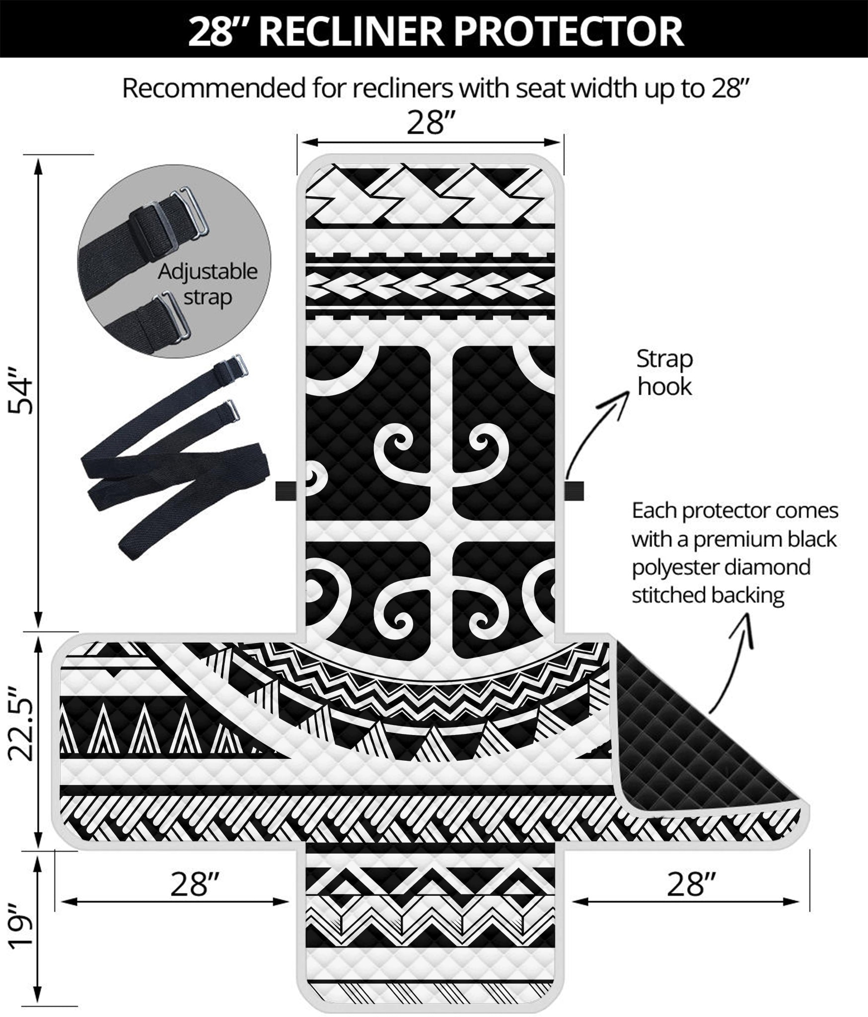 Polynesian Tribal Tattoo Pattern Print Recliner Protector