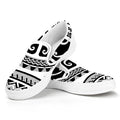 Polynesian Tribal Tattoo Pattern Print White Slip On Sneakers