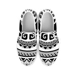 Polynesian Tribal Tattoo Pattern Print White Slip On Shoes