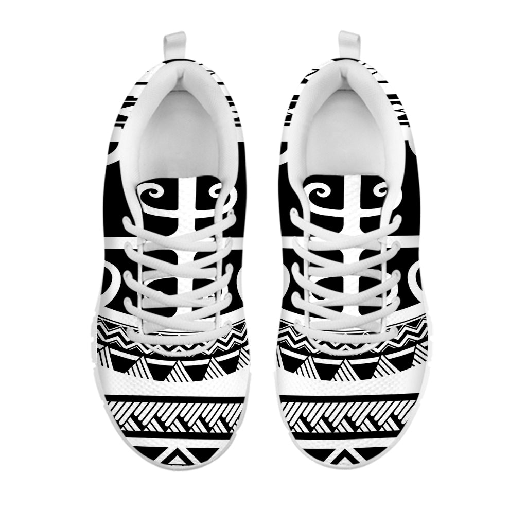 Polynesian Tribal Tattoo Pattern Print White Sneakers