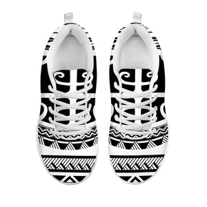 Polynesian Tribal Tattoo Pattern Print White Sneakers