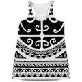 Polynesian Tribal Tattoo Pattern Print Women's Racerback Tank Top