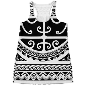 Polynesian Tribal Tattoo Pattern Print Women's Racerback Tank Top