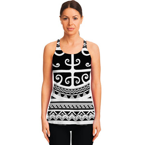 Polynesian Tribal Tattoo Pattern Print Women's Racerback Tank Top