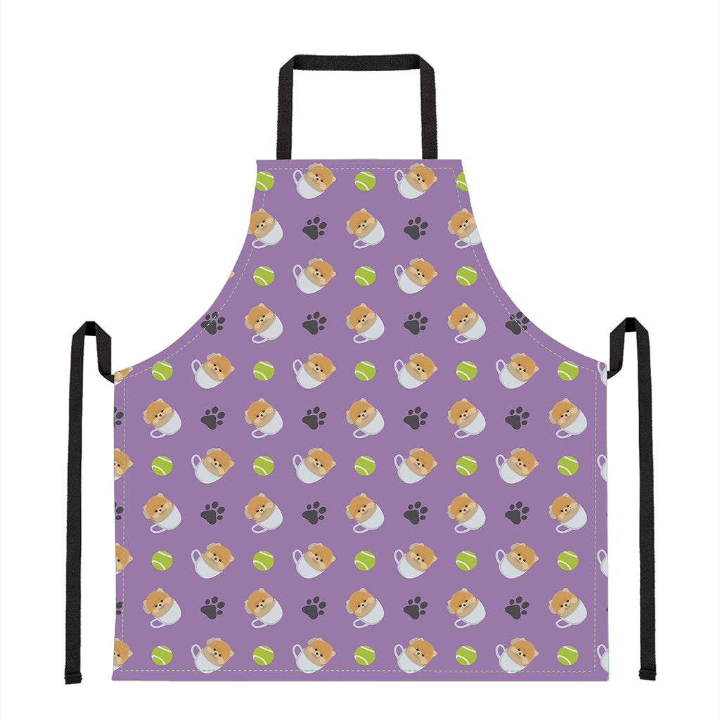 Pomeranian In Tea Cup Pattern Print Apron